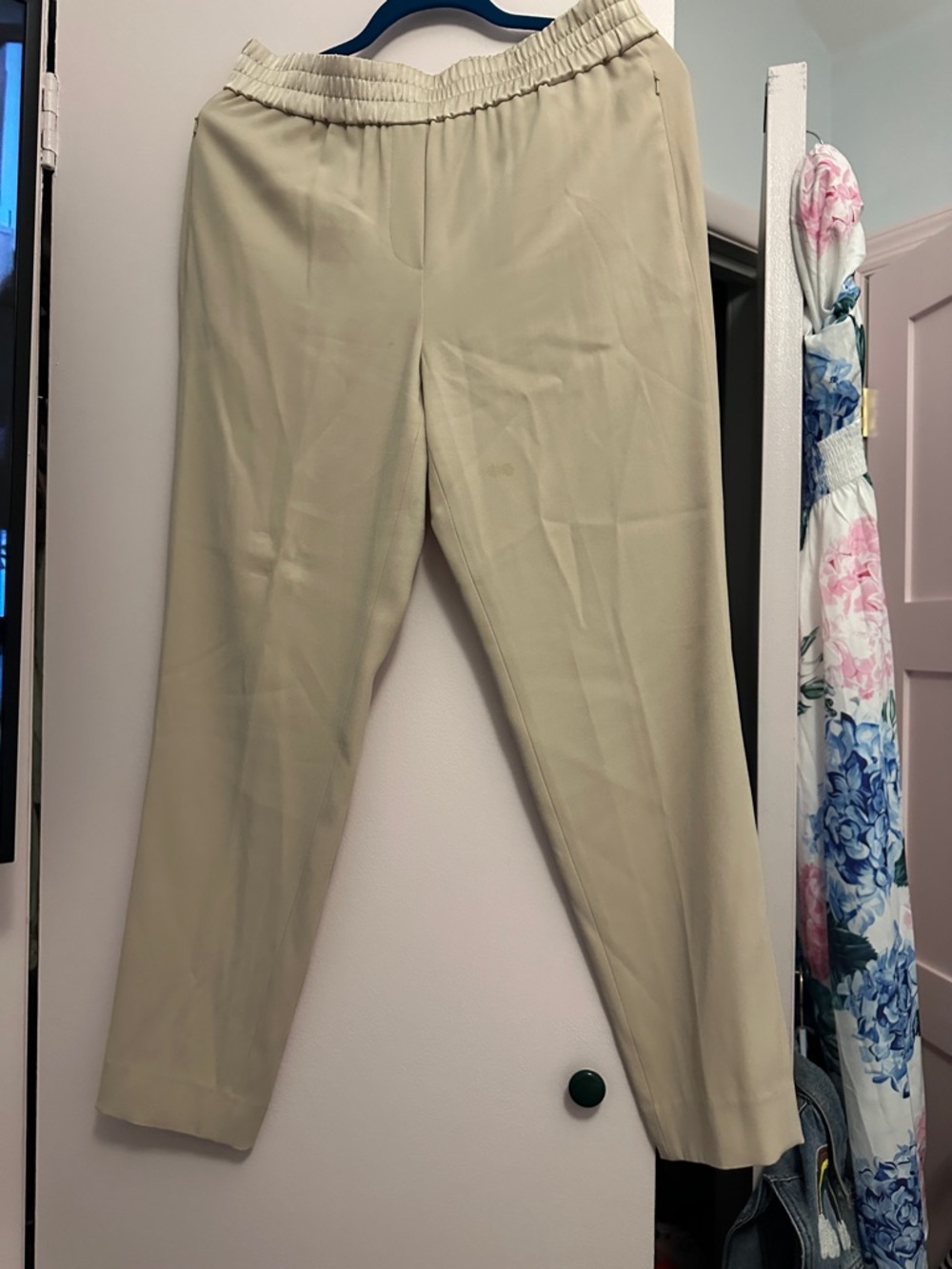 DKNY Light Beige Elastic Waist Dress Pants